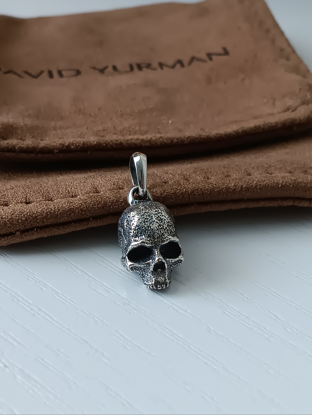 David Yurman Sterling Silver Memento Mori Skull Pendant Charm Amulet for Men